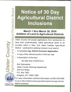 Notice of 30 Day Agricultural District Inclusions