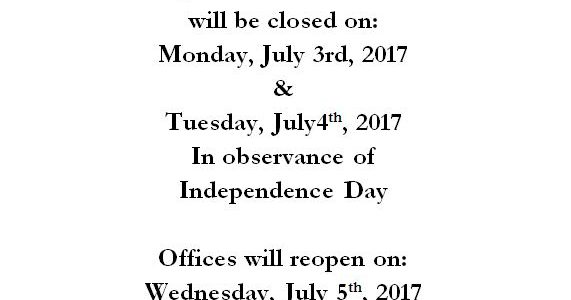 Village Offices Closed: 7/3 – 7/4